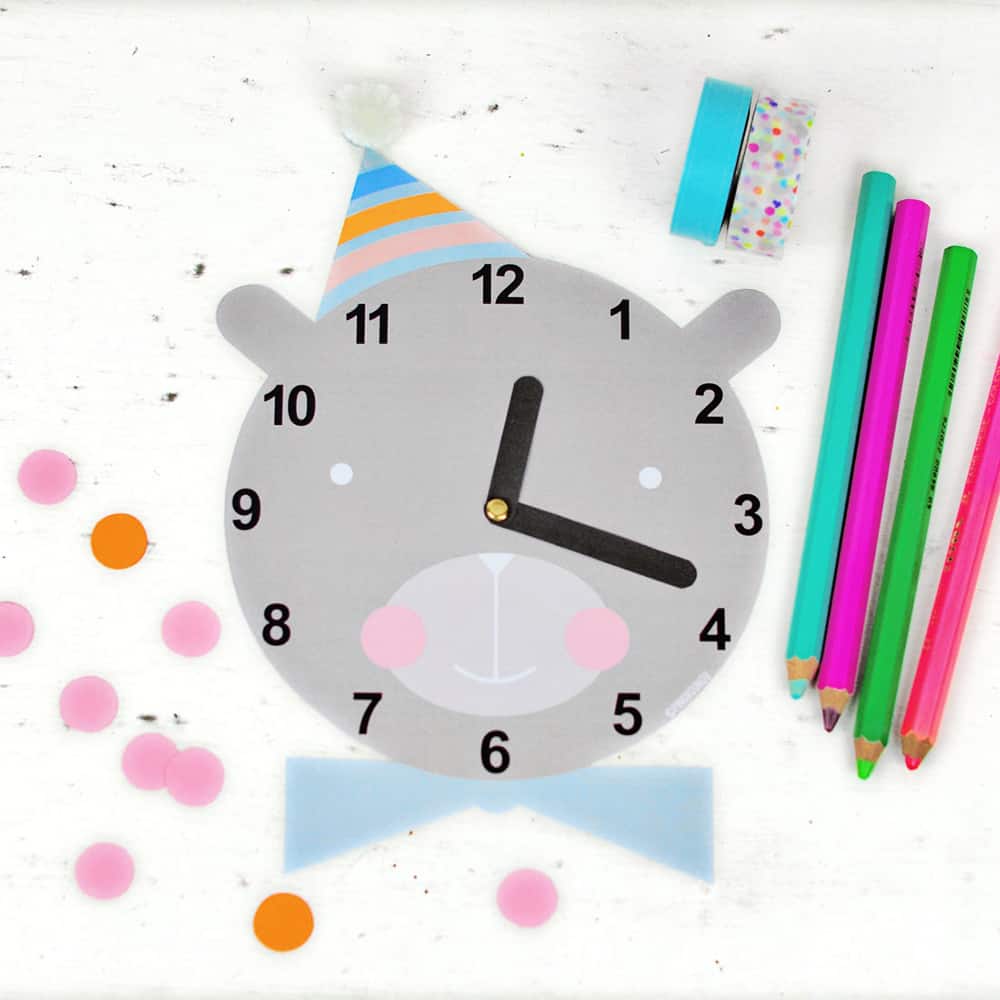 CUTE FREE PRINTABLE CLOCK FOR KIDS